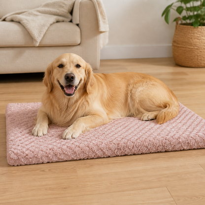 Ortekor Orthopedic Memory Foam & Washable Faux Fur Dog Bed (Waterproof Anti-Slip Base)