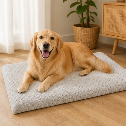 Ortekor Orthopedic Memory Foam & Washable Faux Fur Dog Bed (Waterproof Anti-Slip Base)