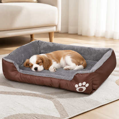 Ortekor Paw-Print Plush Washable Pet Bed (Removable Cover)