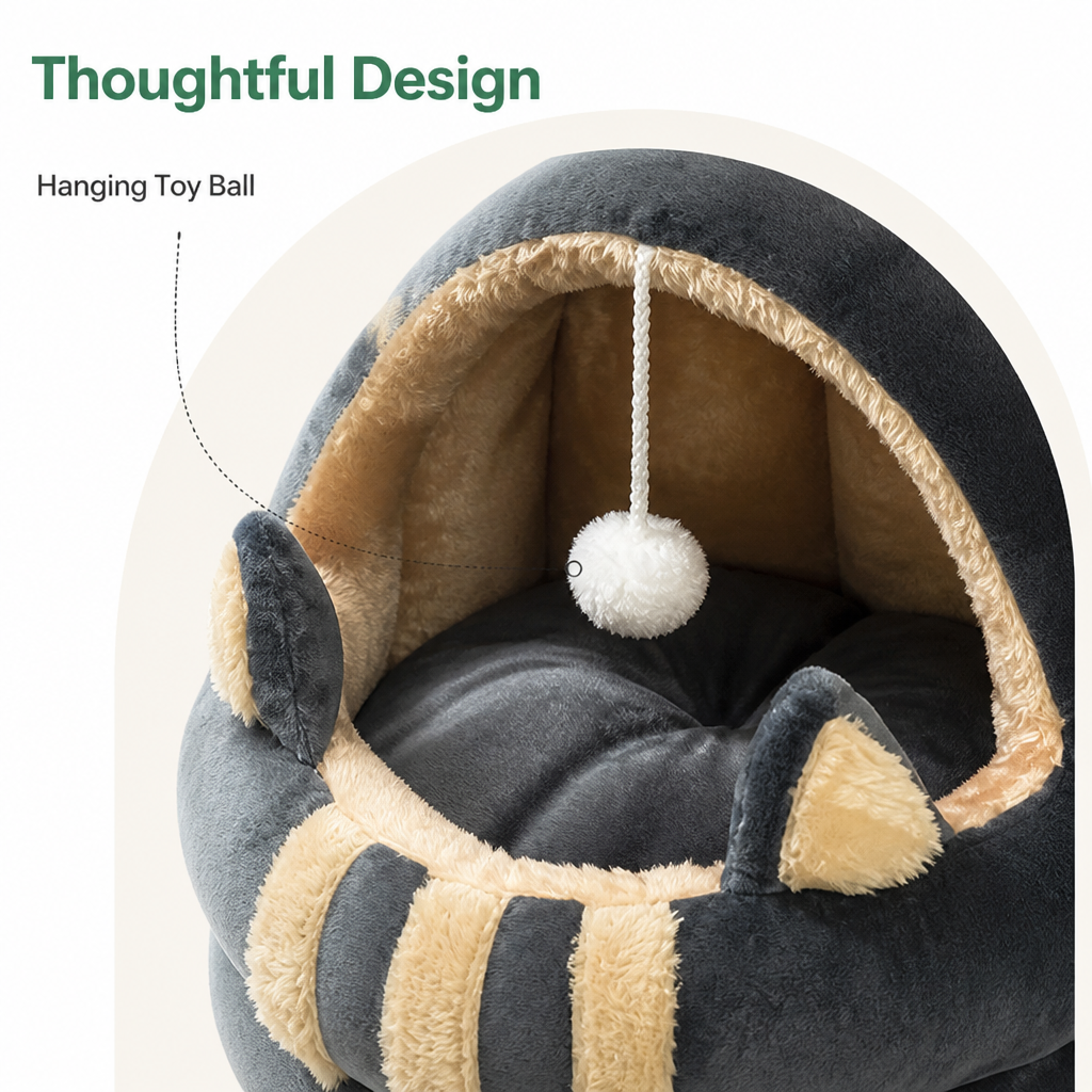 Ortekor Plush Arctic Velvet & Insulated Cat Cave Bed