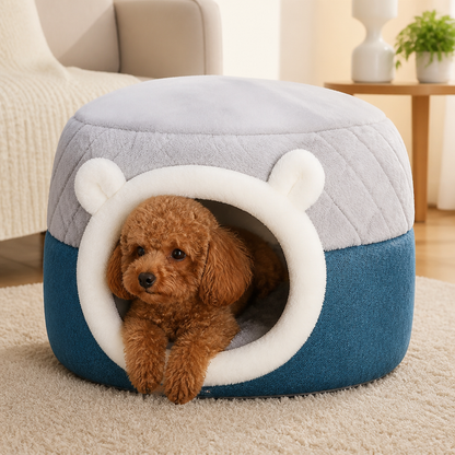 Ortekor Plush Convertible Pop-Top Pet Bed (Removable Cushion)