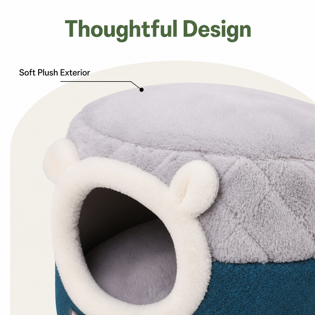Ortekor Plush Convertible Pop-Top Pet Bed (Removable Cushion)