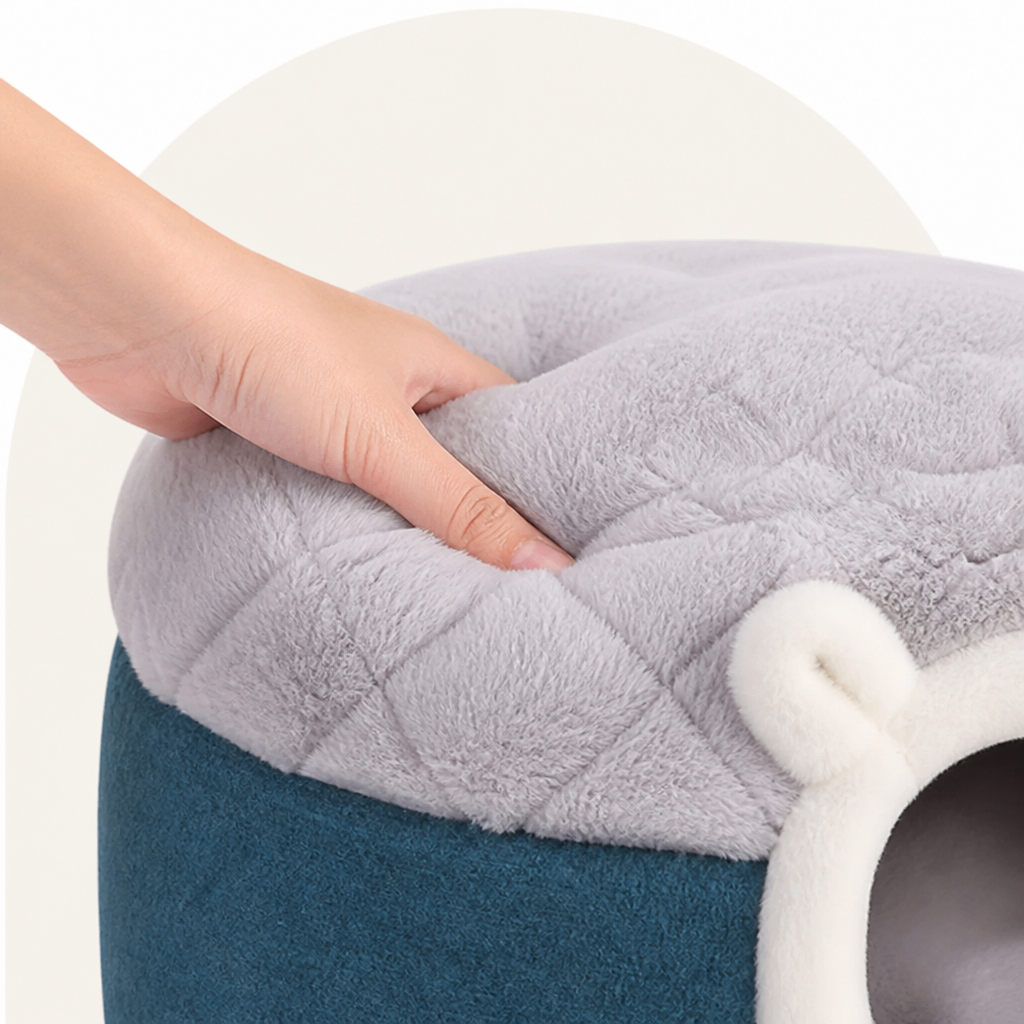 Ortekor Plush Convertible Pop-Top Pet Bed (Removable Cushion)