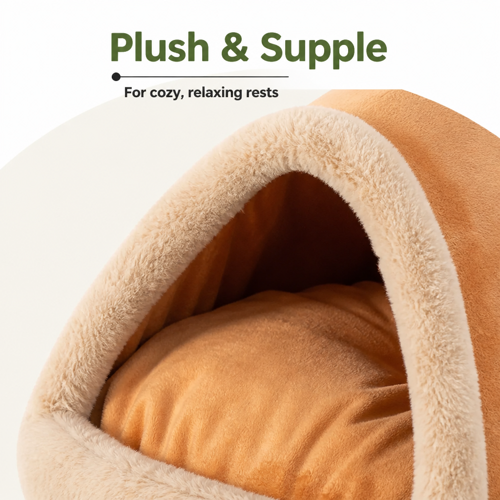 Ortekor Plush Coral Velvet & PP Cotton Pet Teepee