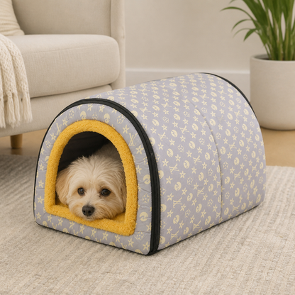 Ortekor Plush Insulated Half-Closed Dog Bed (Machine Washable Cover)