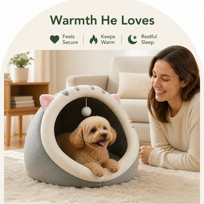 Ortekor Plush & Insulated Pet Cave Bed