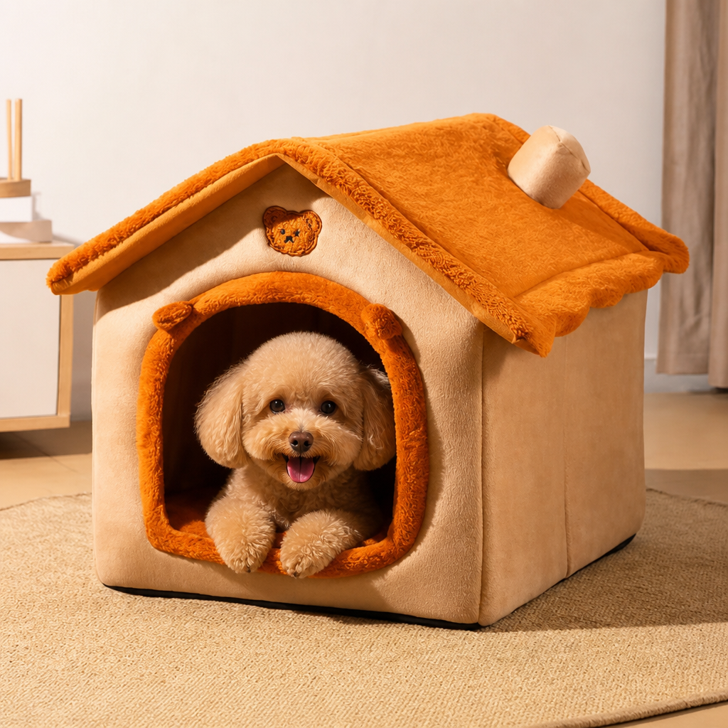 Ortekor Plush & Insulated Pet Cave Bed (Removable Cushion)
