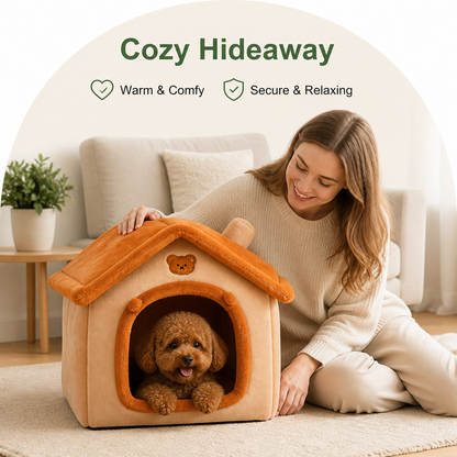 Ortekor Plush & Insulated Pet Cave Bed (Removable Cushion)
