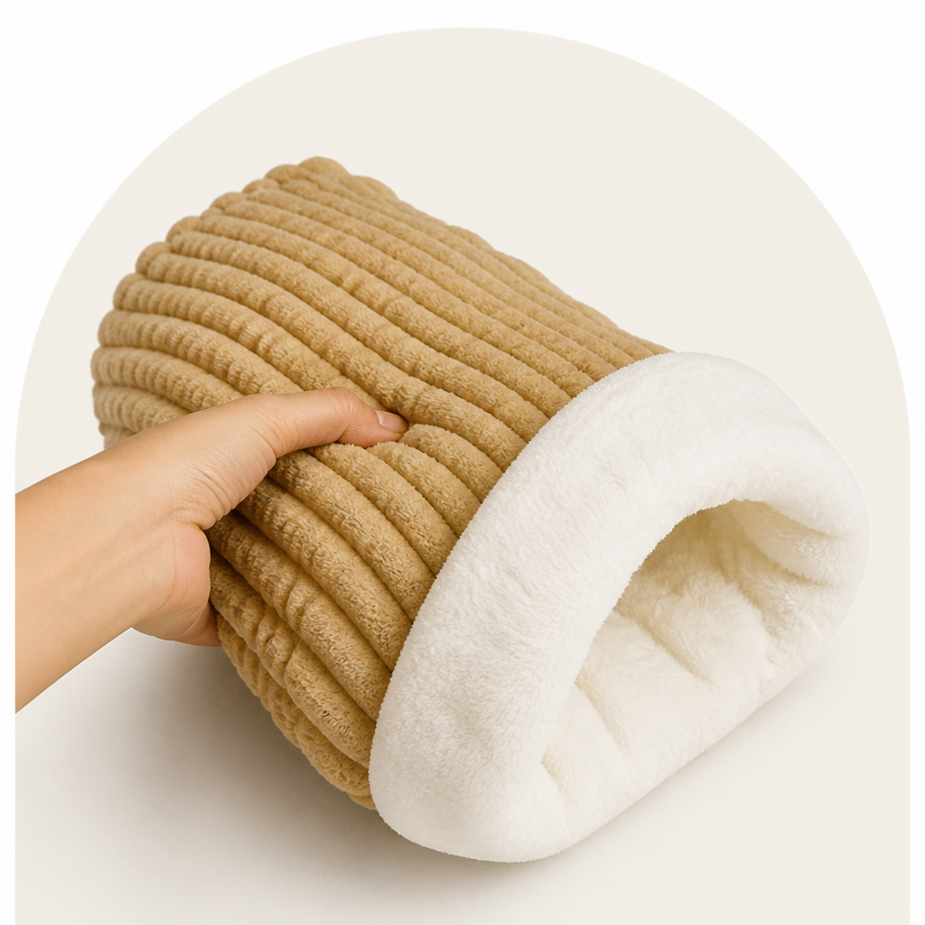 Ortekor Plush Semi-Enclosed Windproof Pet Sleeping Bag (For Small Cats & Dogs)