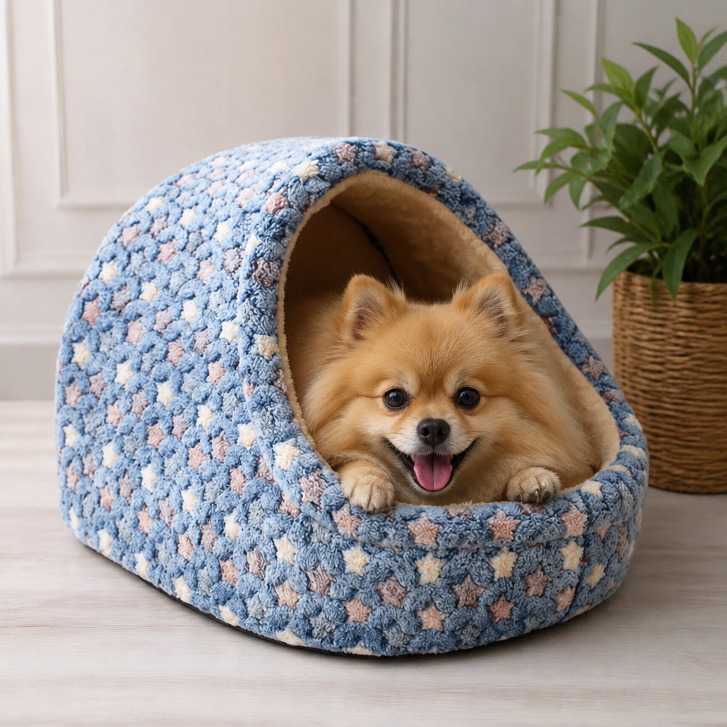 Ortekor Plush Velvet Foldable Dog Bed (Removable Cover)