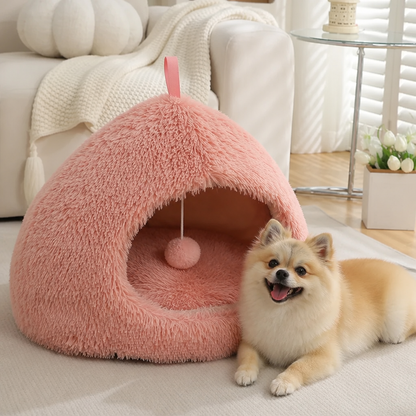Ortekor Plush Velvet & Non-Slip Pet Bed (Includes Hanging Balls)