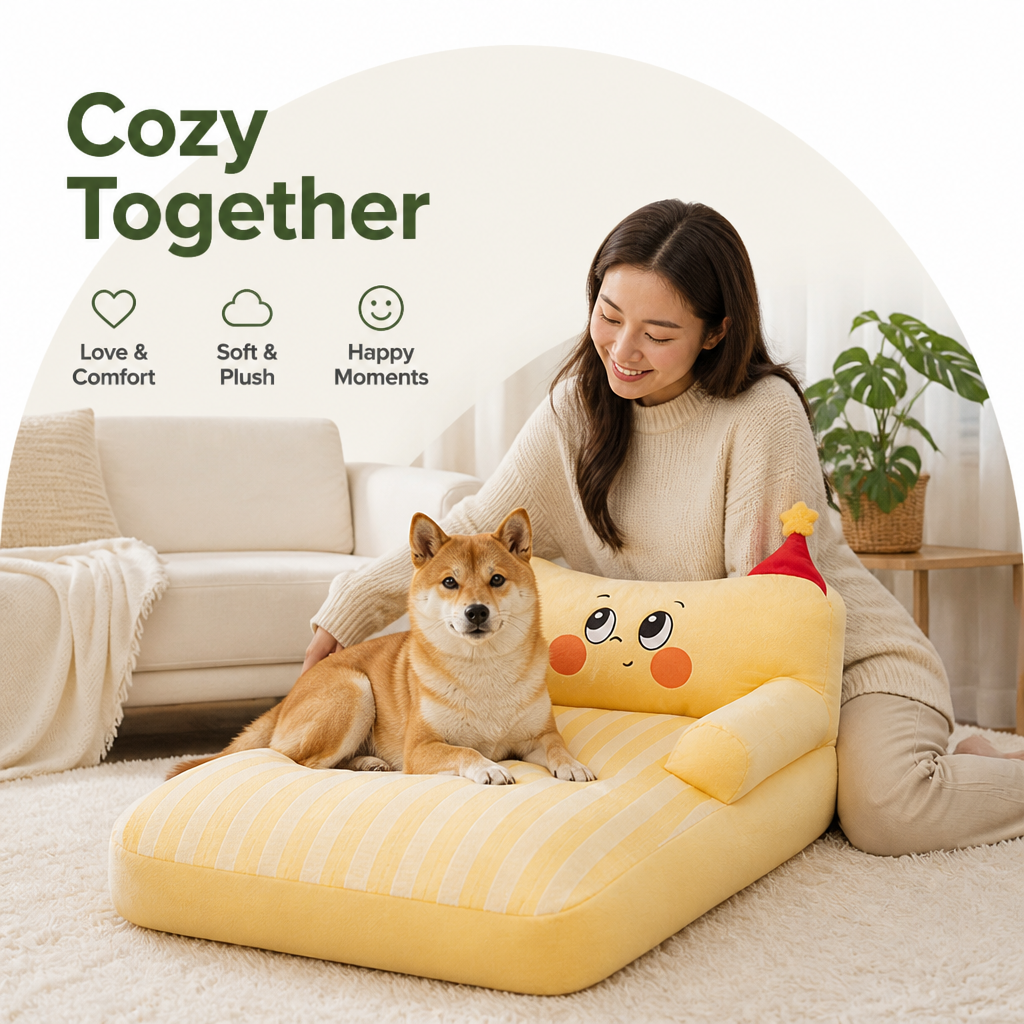 Ortekor Plush & Washable Cartoon Pet Sofa Bed