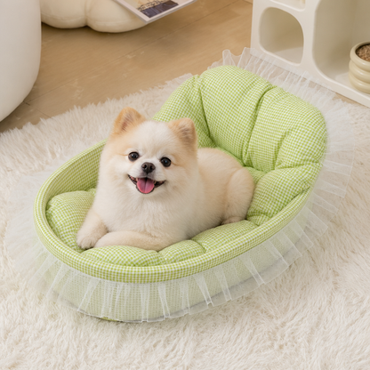 Ortekor Polyester Plush & Lace-Trimmed Pet Bed
