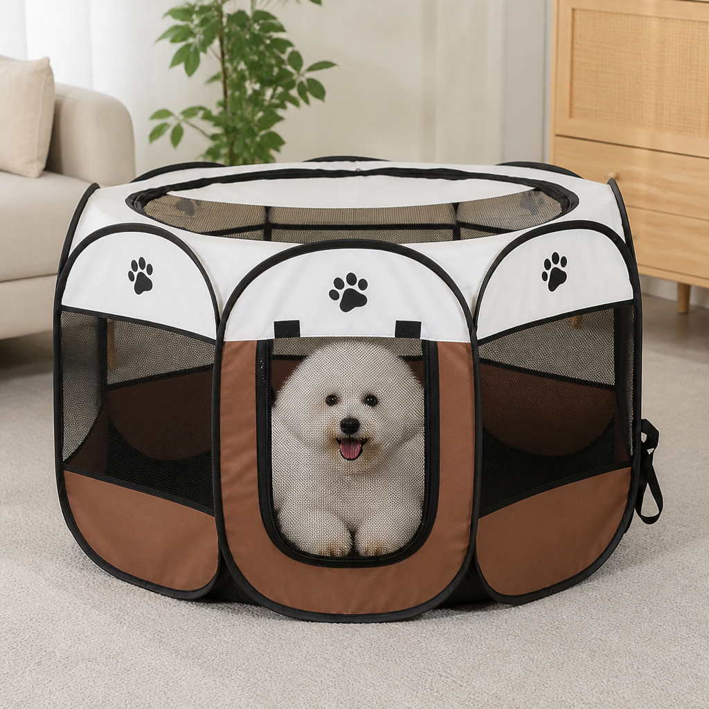 Ortekor Pop-Up & Foldable Mesh Pet Tent (Zippered Doors)