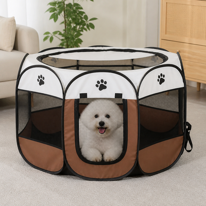 Ortekor Pop-Up & Foldable Mesh Pet Tent (Zippered Doors)