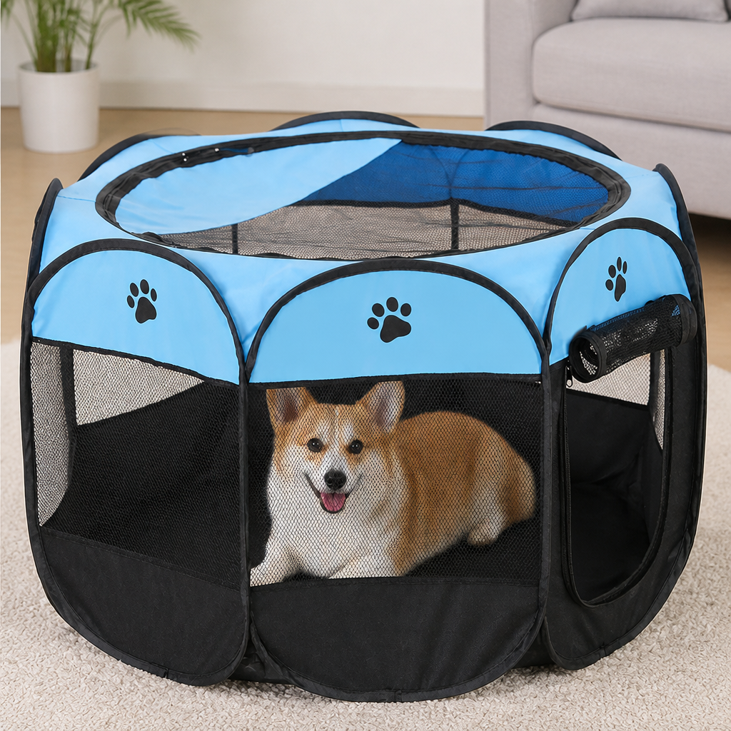 Ortekor Pop-Up & Foldable Mesh Pet Tent (Zippered Doors)