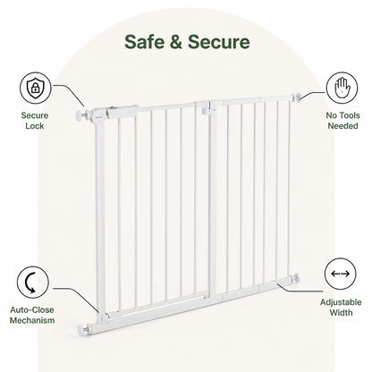 Ortekor Pressure-Mount Auto-Close Steel Baby & Pet Gate