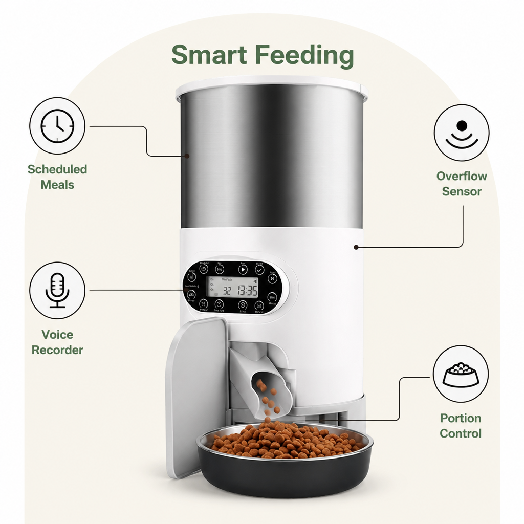 Ortekor Programmable Portion Control & Infrared Anti-Overflow Pet Feeder