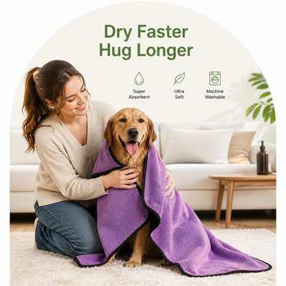 Ortekor Quick-Dry Ultra-Fine Fiber & Super-Absorbent Pet Towel (Machine Washable)