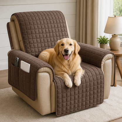 Ortekor Quilted Waterproof & Anti-Slip Recliner Cover (Side Pockets)