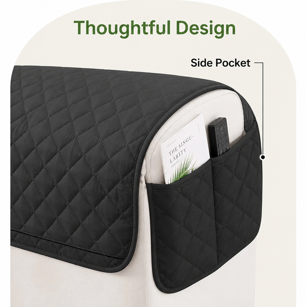 Ortekor Quilted Waterproof & Anti-Slip Recliner Cover (Side Pockets)