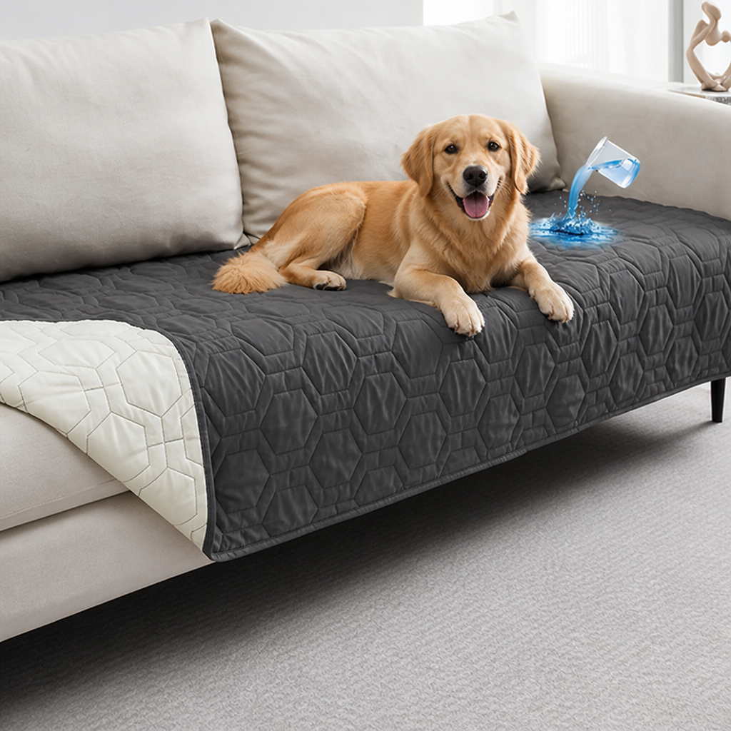 Ortekor Quilted Waterproof Machine Washable Sofa & Bed Cover (Non-Slip Backing)