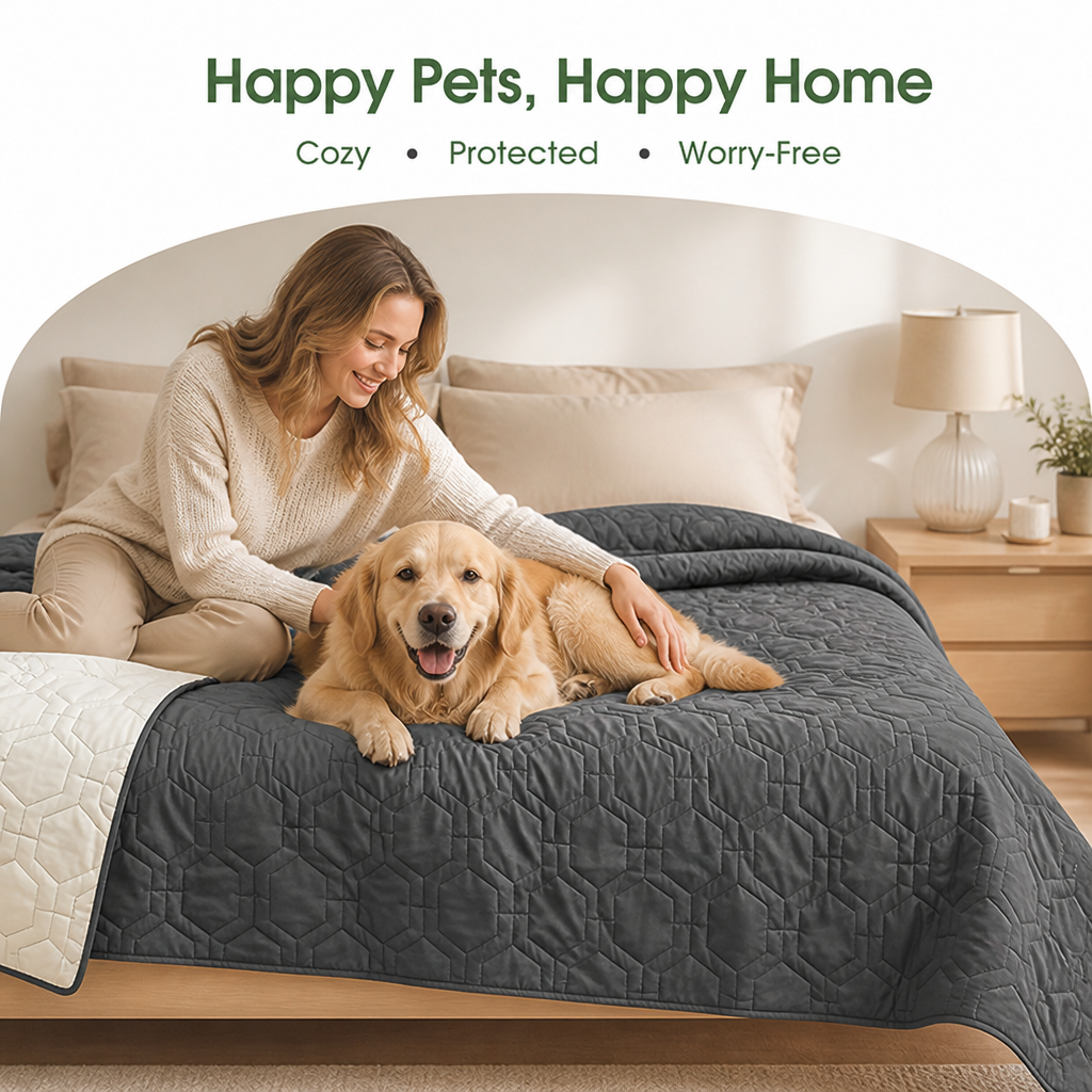 Ortekor Quilted Waterproof Machine Washable Sofa & Bed Cover (Non-Slip Backing)