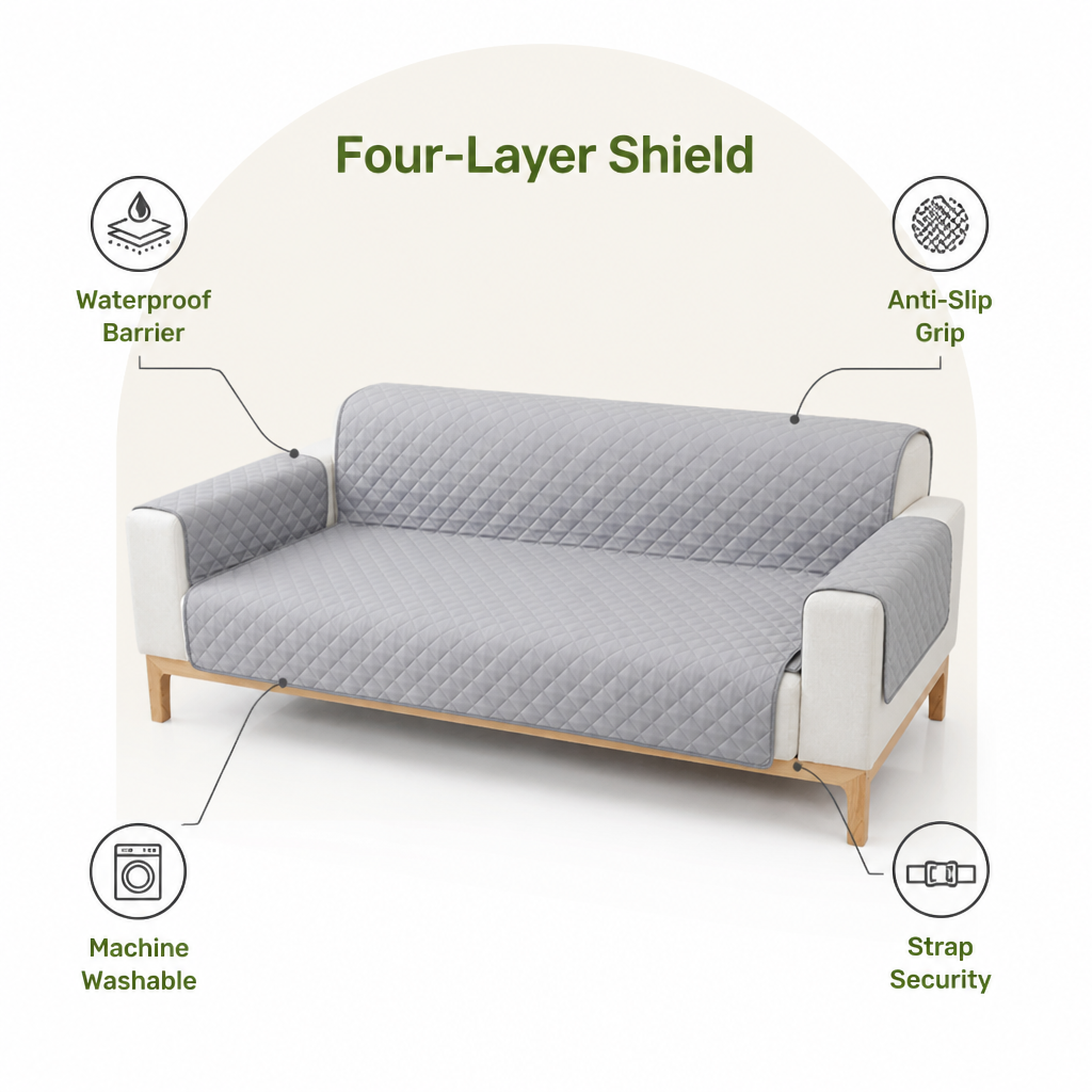 Ortekor Quilted Waterproof & Non-Slip Sofa Protector