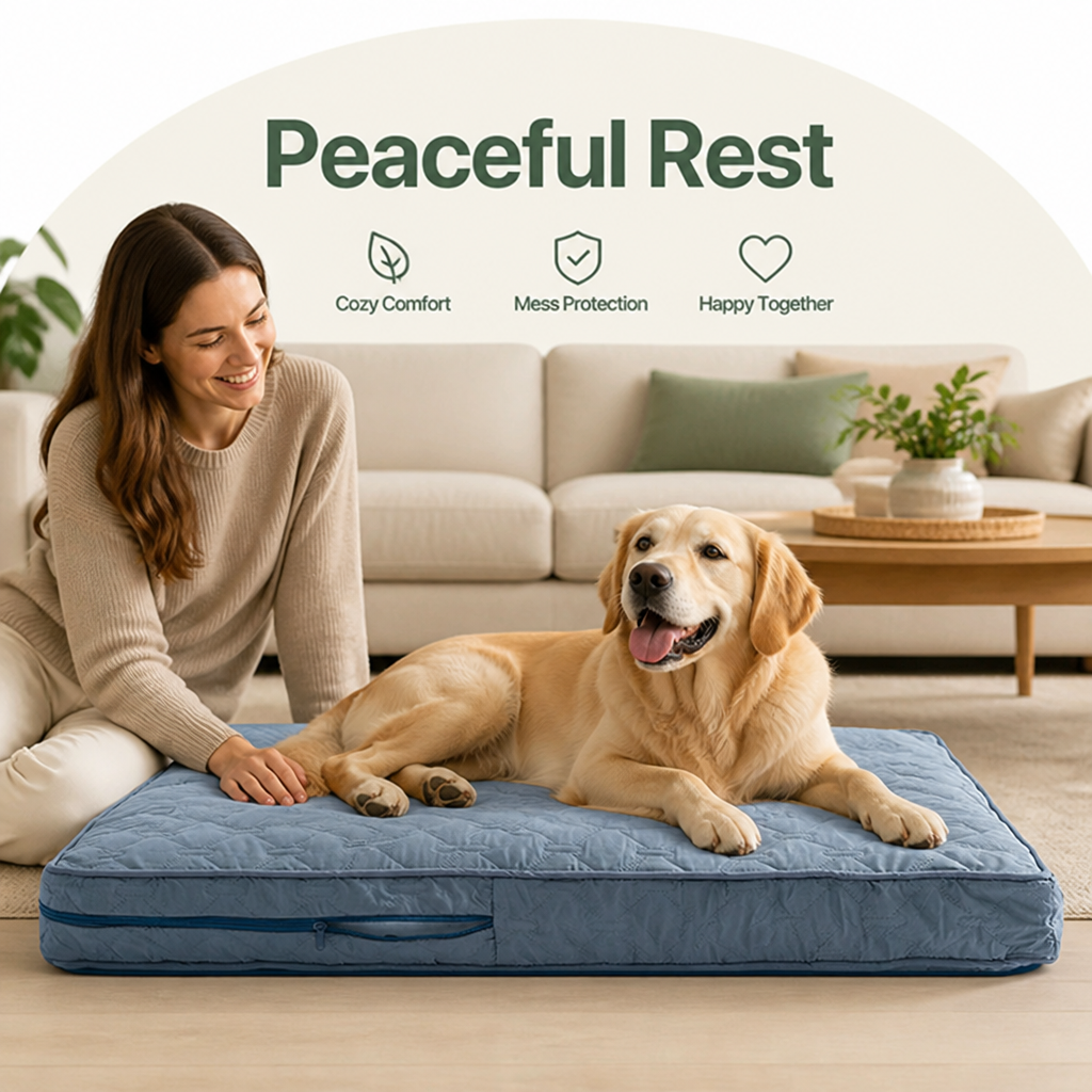 Ortekor Quilted Waterproof Washable Dog Bed Cover (Removable)