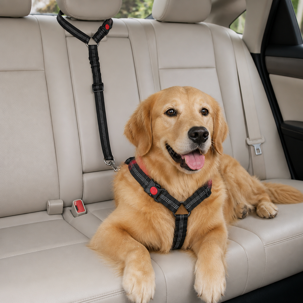 Ortekor Reflective & Adjustable Nylon Car Seat Belt (2-in-1)