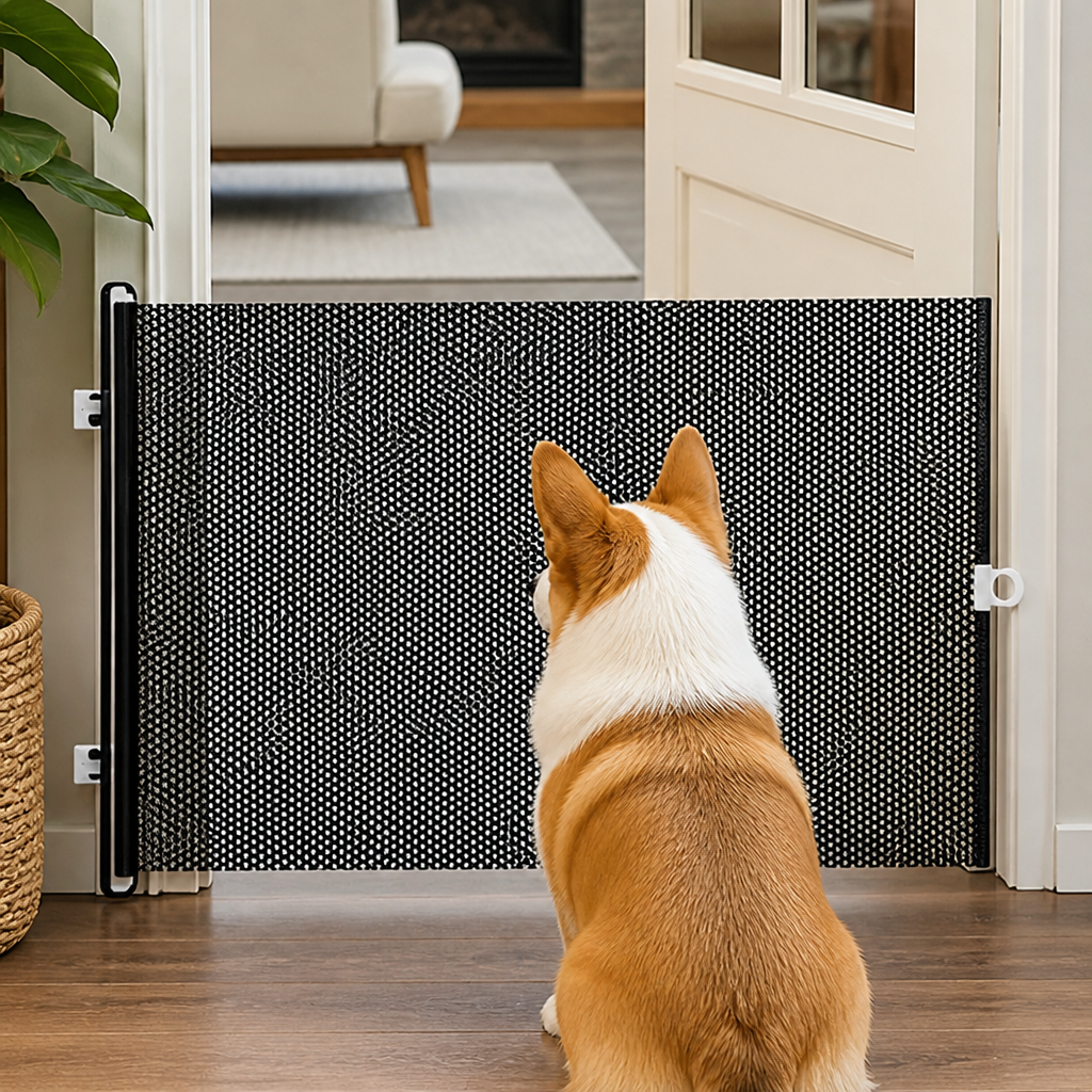 Ortekor Retractable See-Through Mesh Pet Gate (Tool-Free)