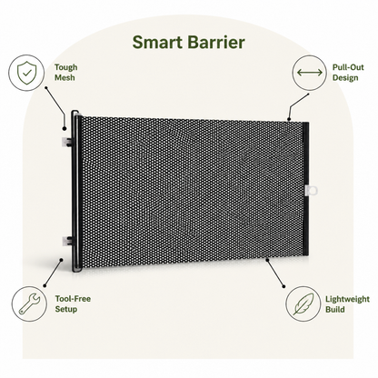 Ortekor Retractable See-Through Mesh Pet Gate (Tool-Free)