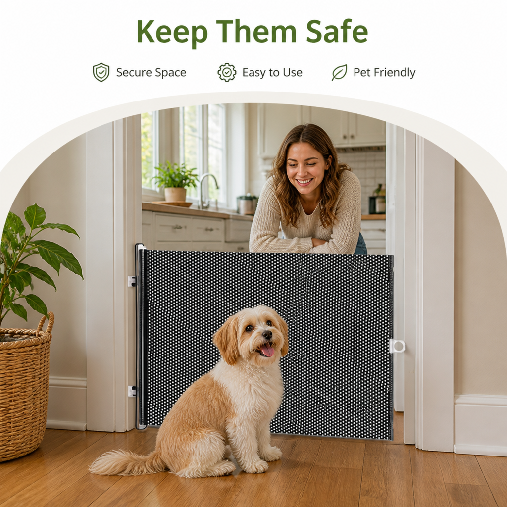 Ortekor Retractable See-Through Mesh Pet Gate (Tool-Free)