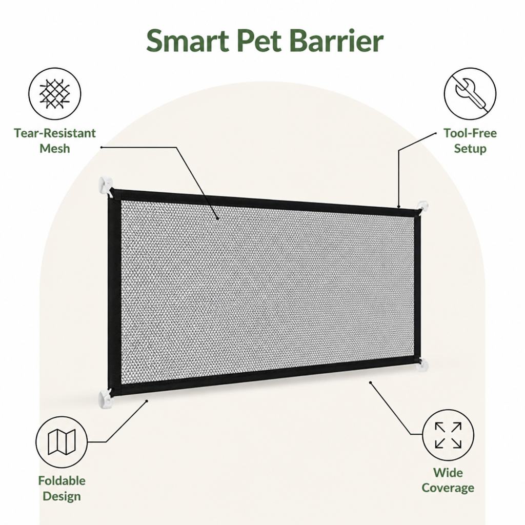 Ortekor Scratch-Resistant Nylon Foldable Pet Gate (Tool-Free Setup)