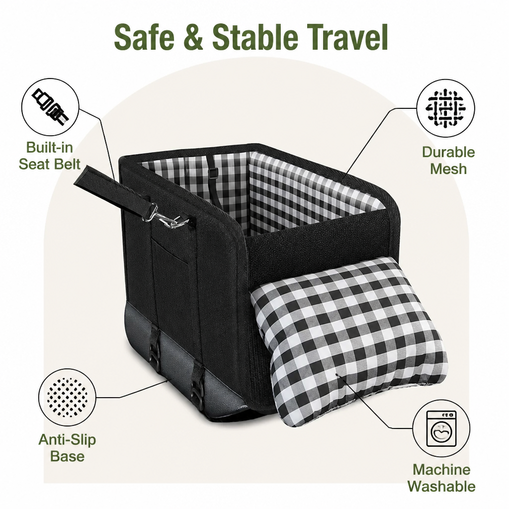 Ortekor Seat Belt Support & Anti-Slip Dog Booster Seat