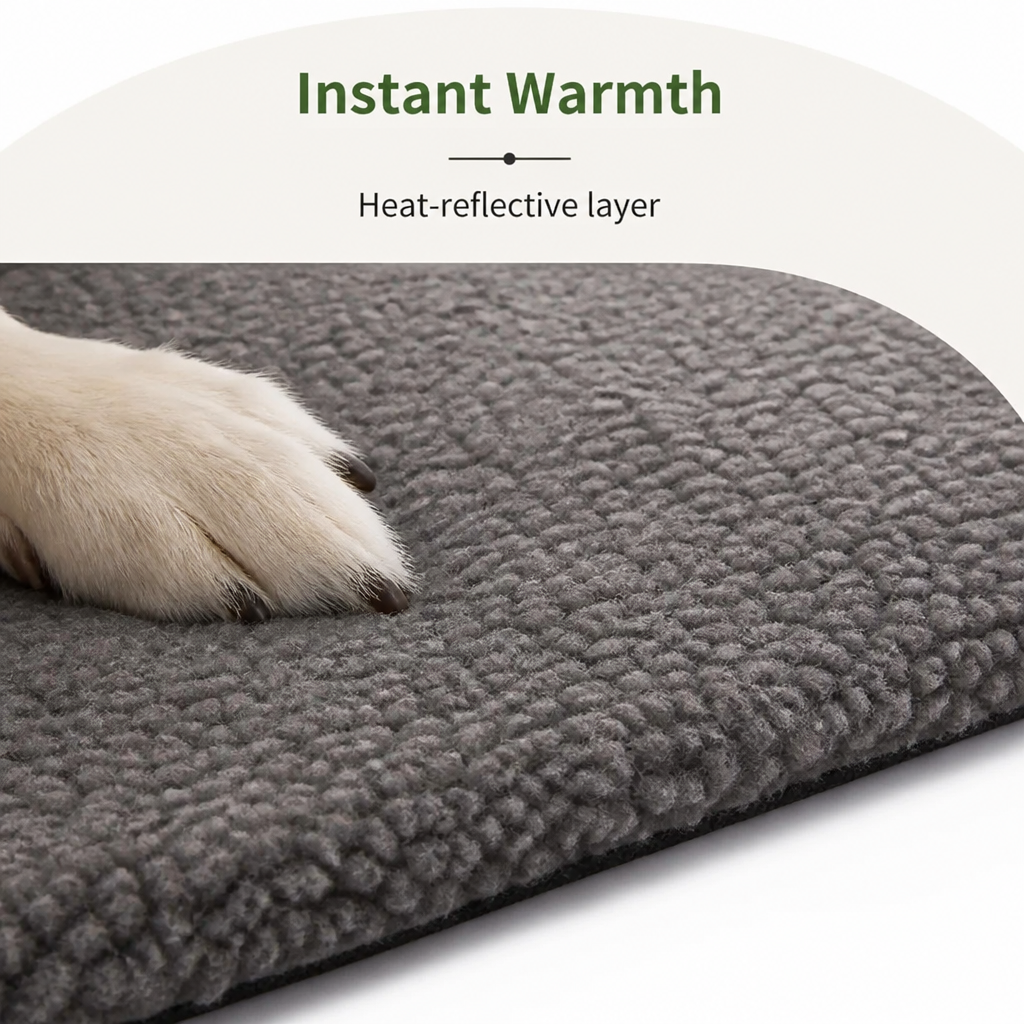 Ortekor Self-Heating Lambswool Non-Slip Pet Mat (Removable Cover)