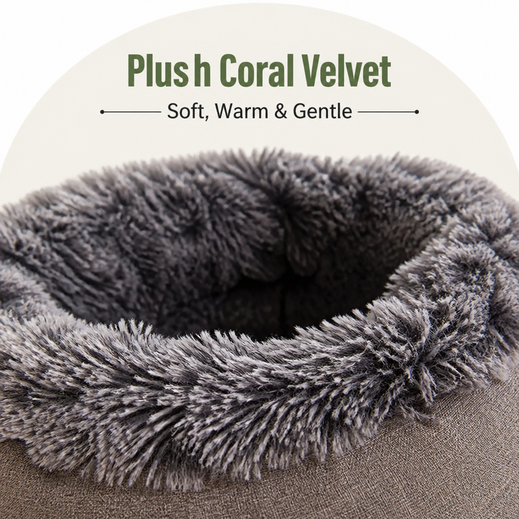 Ortekor Self-Warming Coral Velvet Pet Cave Bed