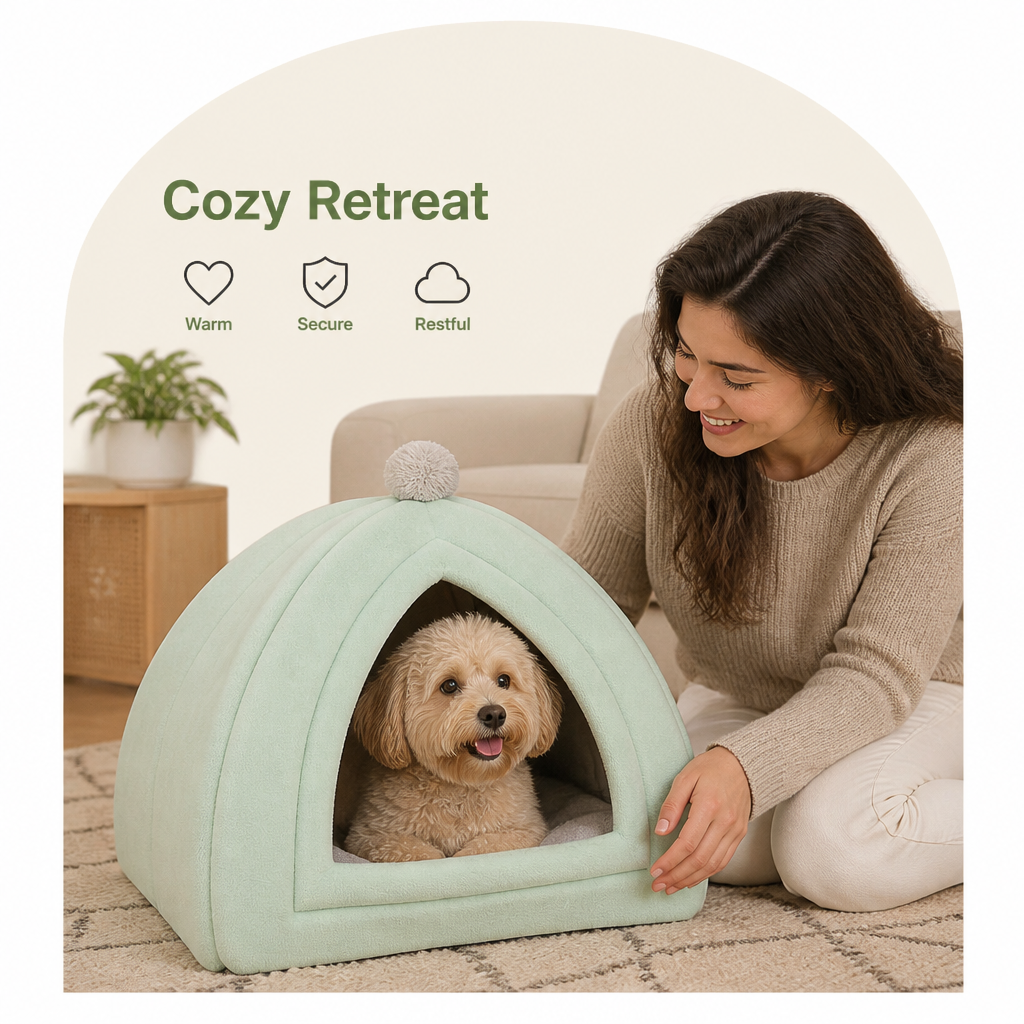 Ortekor Semi-Closed Plush Fleece Pet Nest (Machine Washable)