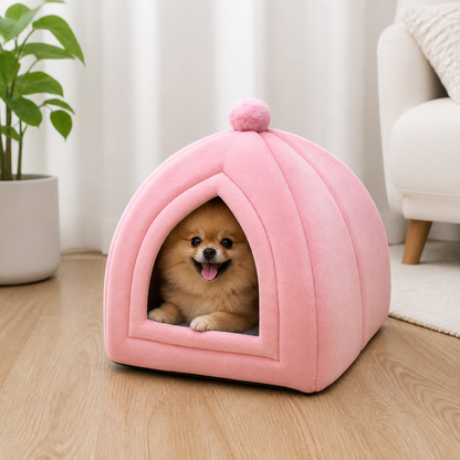 Ortekor Semi-Closed Plush Fleece Pet Nest (Machine Washable)