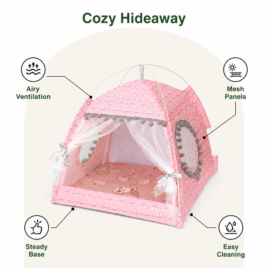 Ortekor Semi-Enclosed Breathable Mesh & Non-Slip Pet Tent