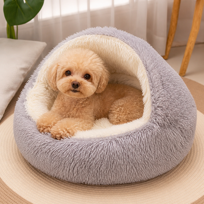 Ortekor Semi-Enclosed Plush Pet Bed (Removable Washable Pad)