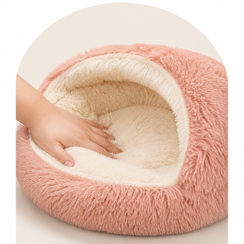 Ortekor Semi-Enclosed Plush Pet Bed (Removable Washable Pad)