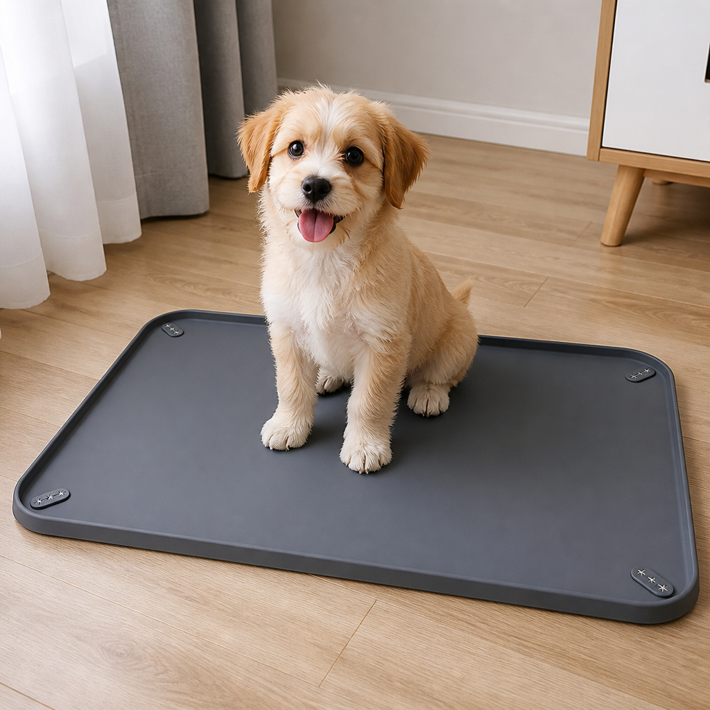 Ortekor Silicone Raised-Edge Non-Slip Pee Pad Holder (Corner Snaps)