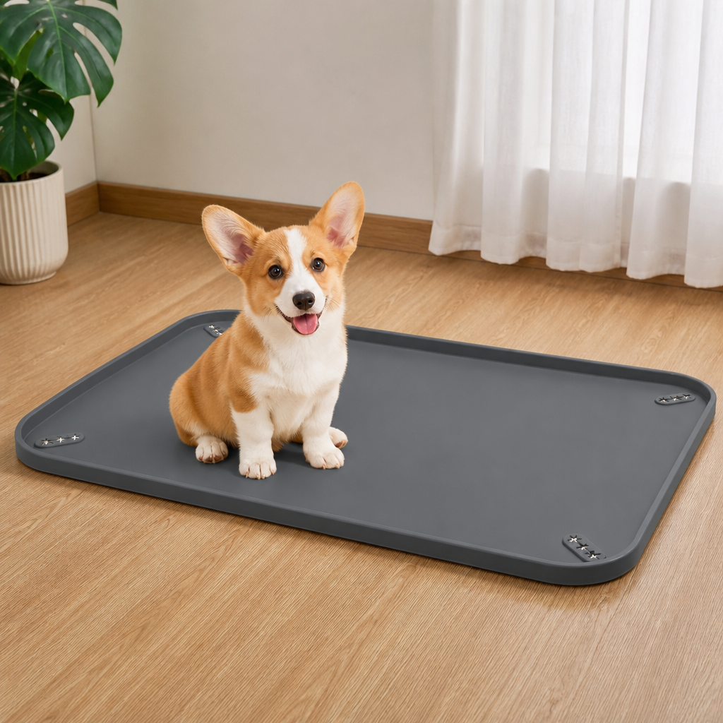 Ortekor Silicone Raised-Edge Non-Slip Pee Pad Holder (Corner Snaps)