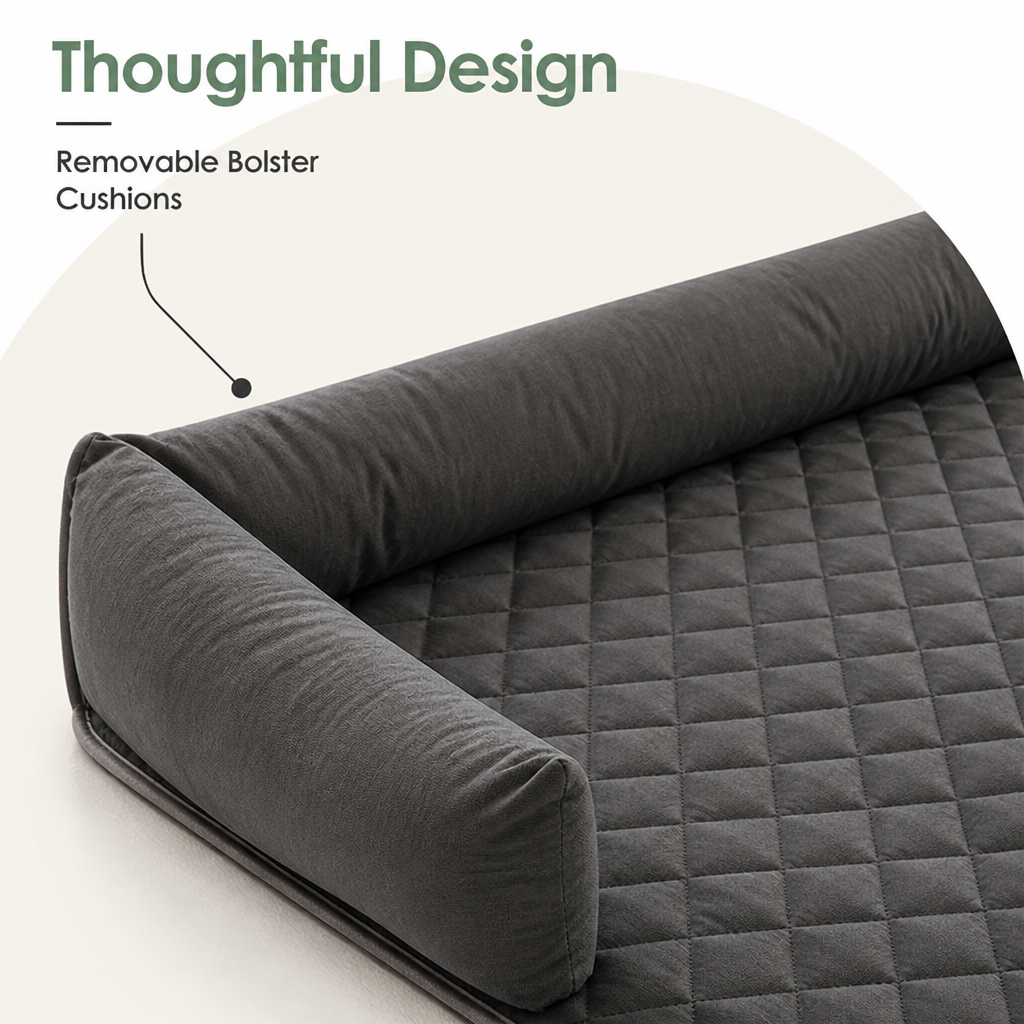 Ortekor Slip-Resistant & Waterproof Bolster Bed (Removable Bolsters & Washable Cover)
