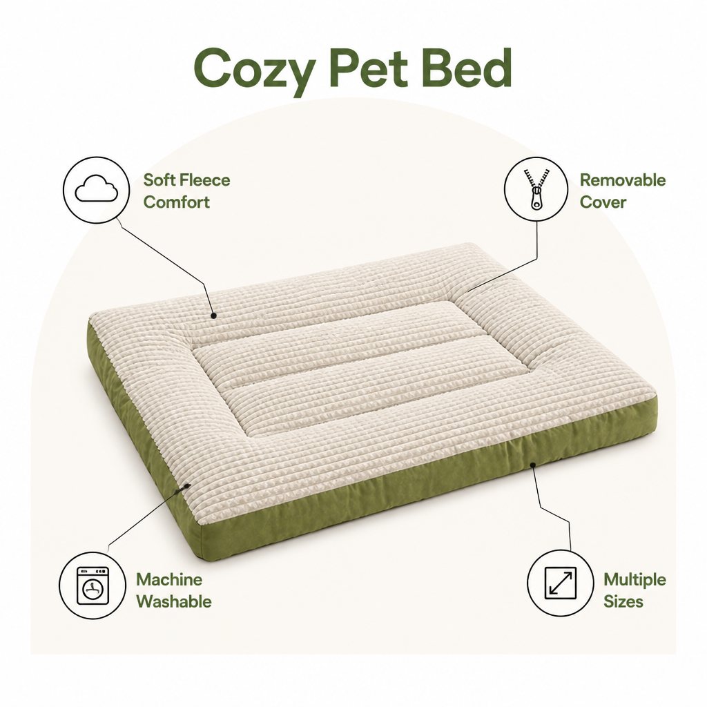 Ortekor Soft Fleece & Washable Dog Bed (Removable Cover)