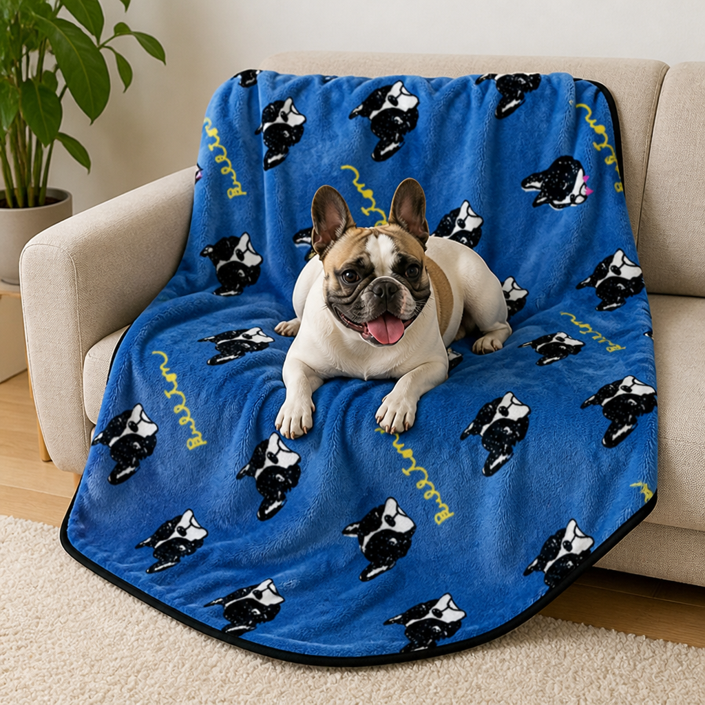 Ortekor Soft Fleece Washable Pet Blanket (Bulldog & Bull Terrier Prints)