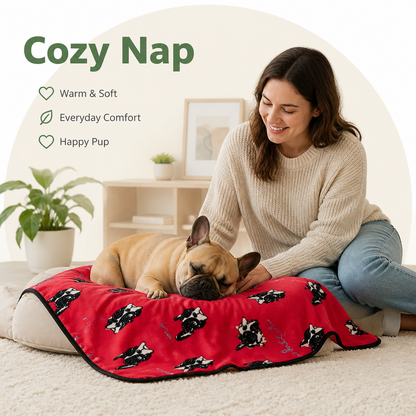 Ortekor Soft Fleece Washable Pet Blanket (Bulldog & Bull Terrier Prints)