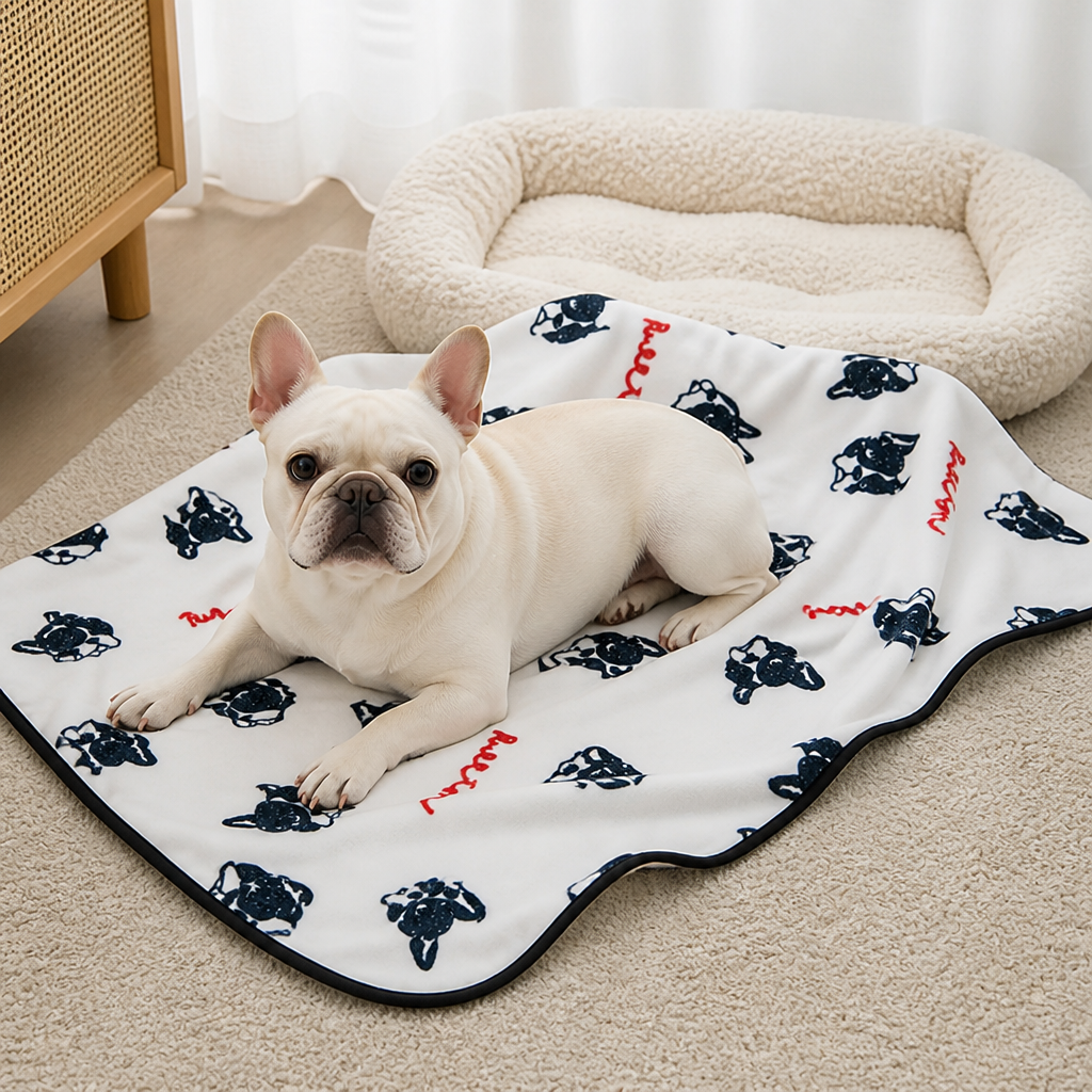 Ortekor Soft Fleece Washable Pet Blanket (Bulldog & Bull Terrier Prints)