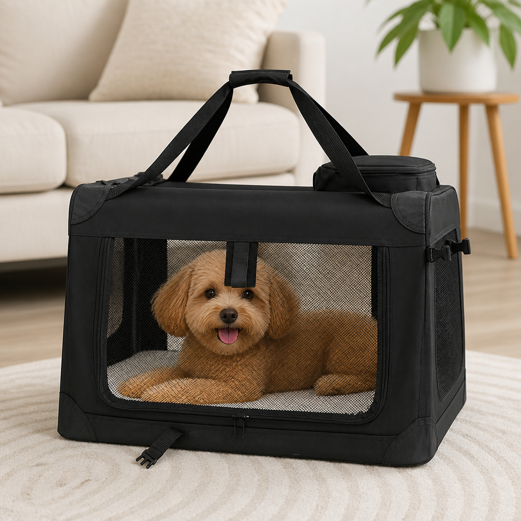 Ortekor Soft-Sided 3-Door Foldable Travel Carrier (Includes Mat & Straps)